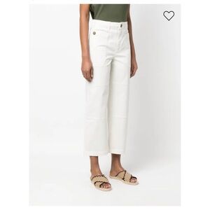 Frame Cream White Straight Leg Utility Trousers Pants Jeans Denim 26 Womens